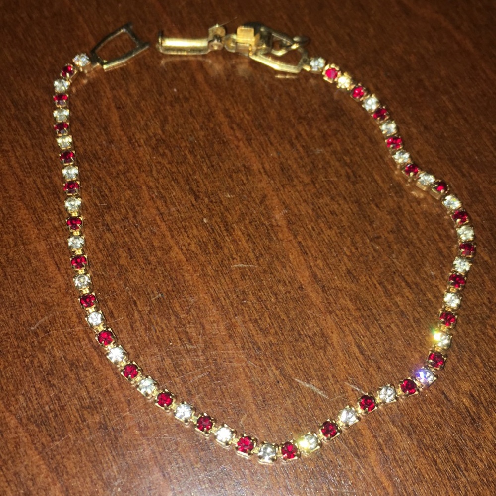 14k gold Ruby and diamond tennis bracelet